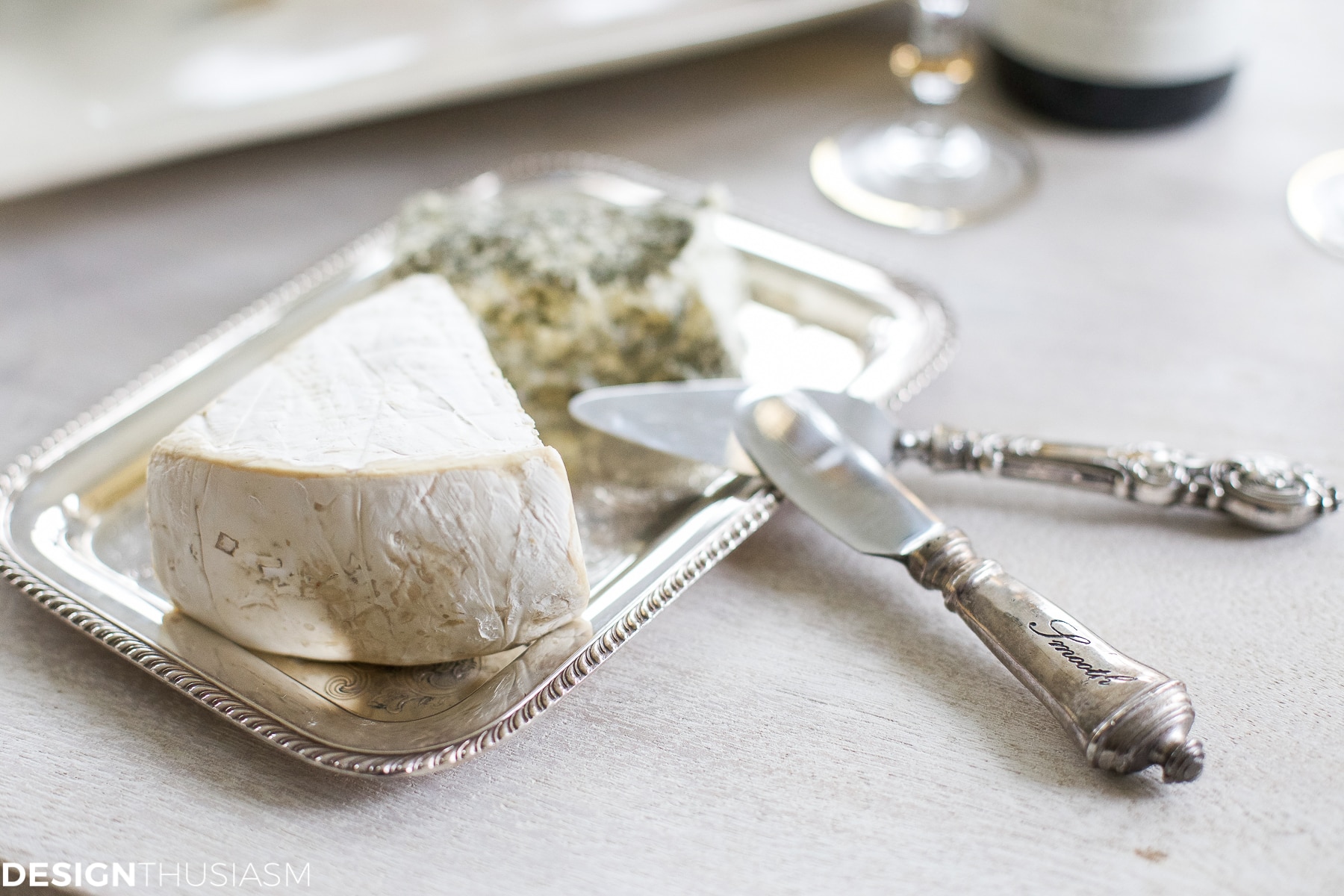 Defining style elements for a french inspired home - silver spreader and tray