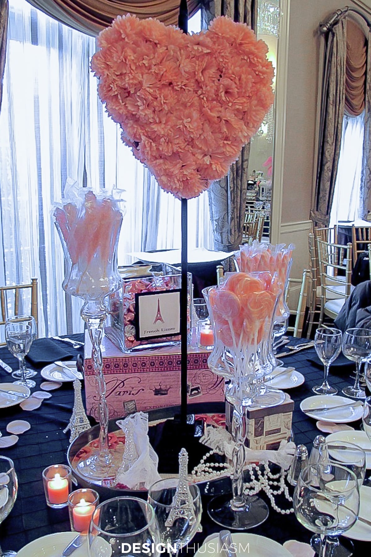 April in Paris heart centerpiece