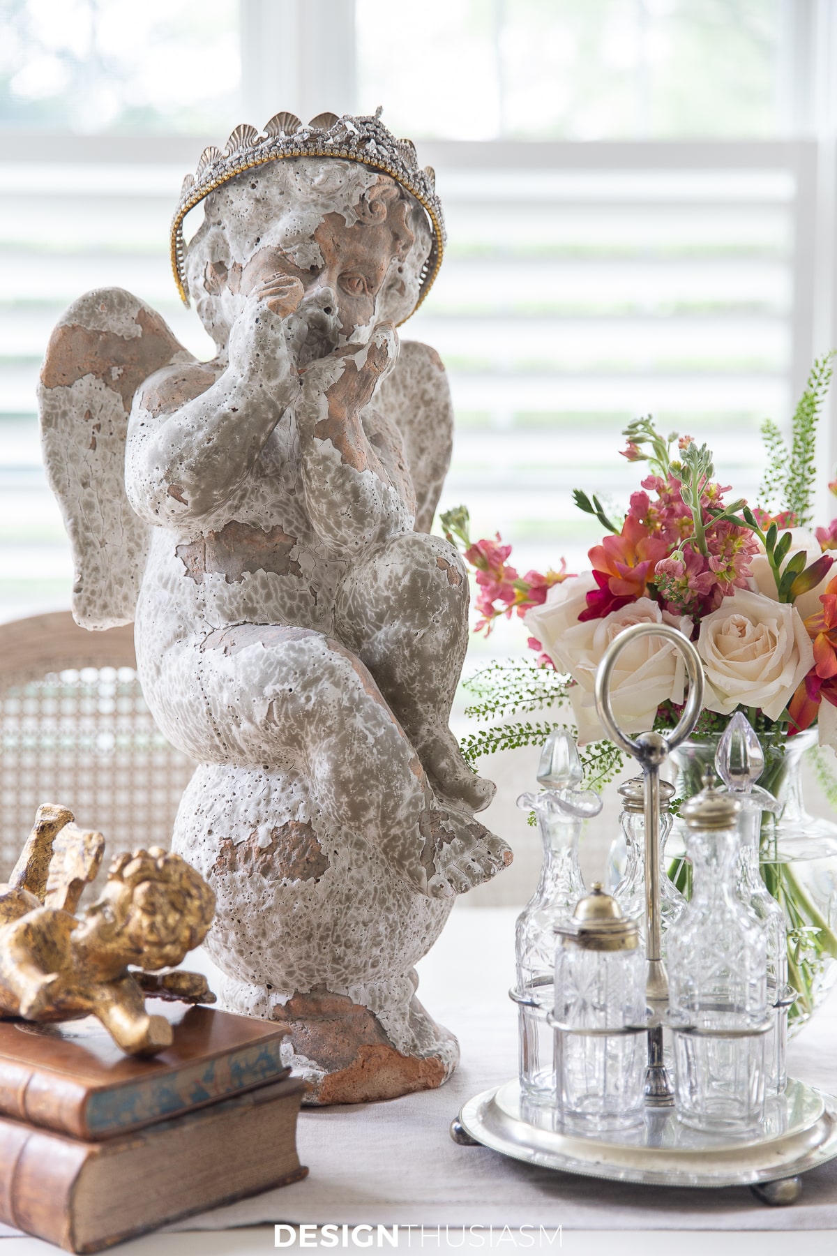 flea market finds cherub garden statue