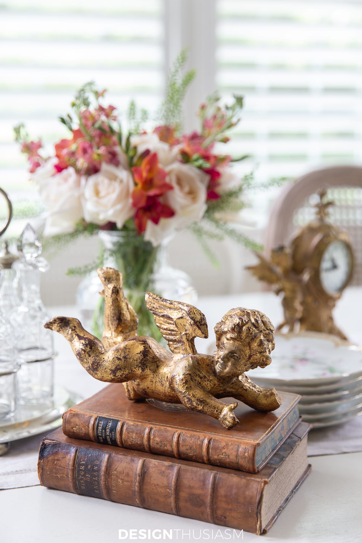 flea market finds cherub on antique books