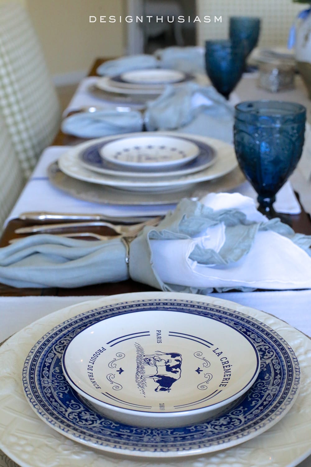 Country French Blue and White Tablescape | terilynadamsblog.com