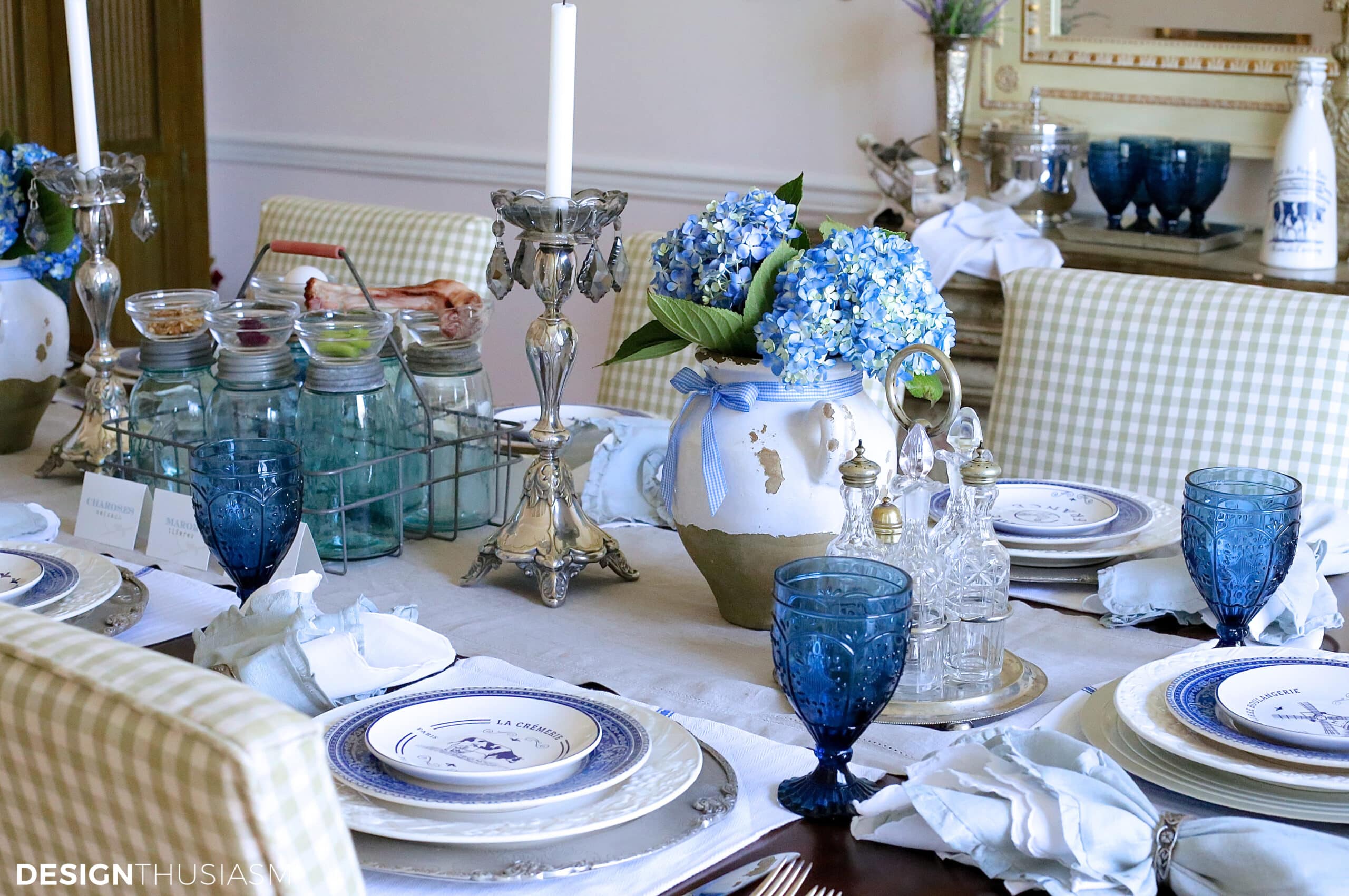 french blue spring tablescape