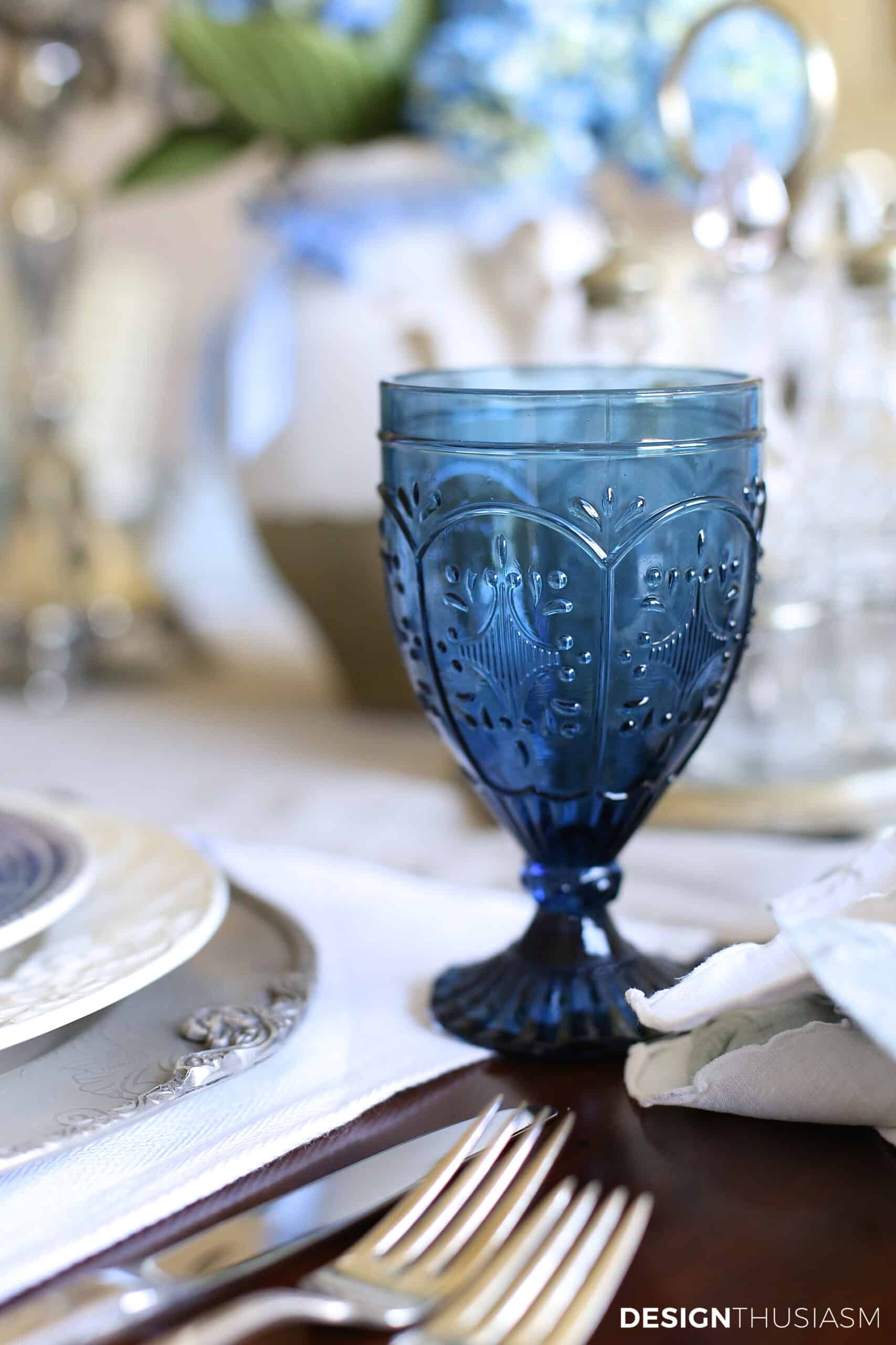 blue wine goblets