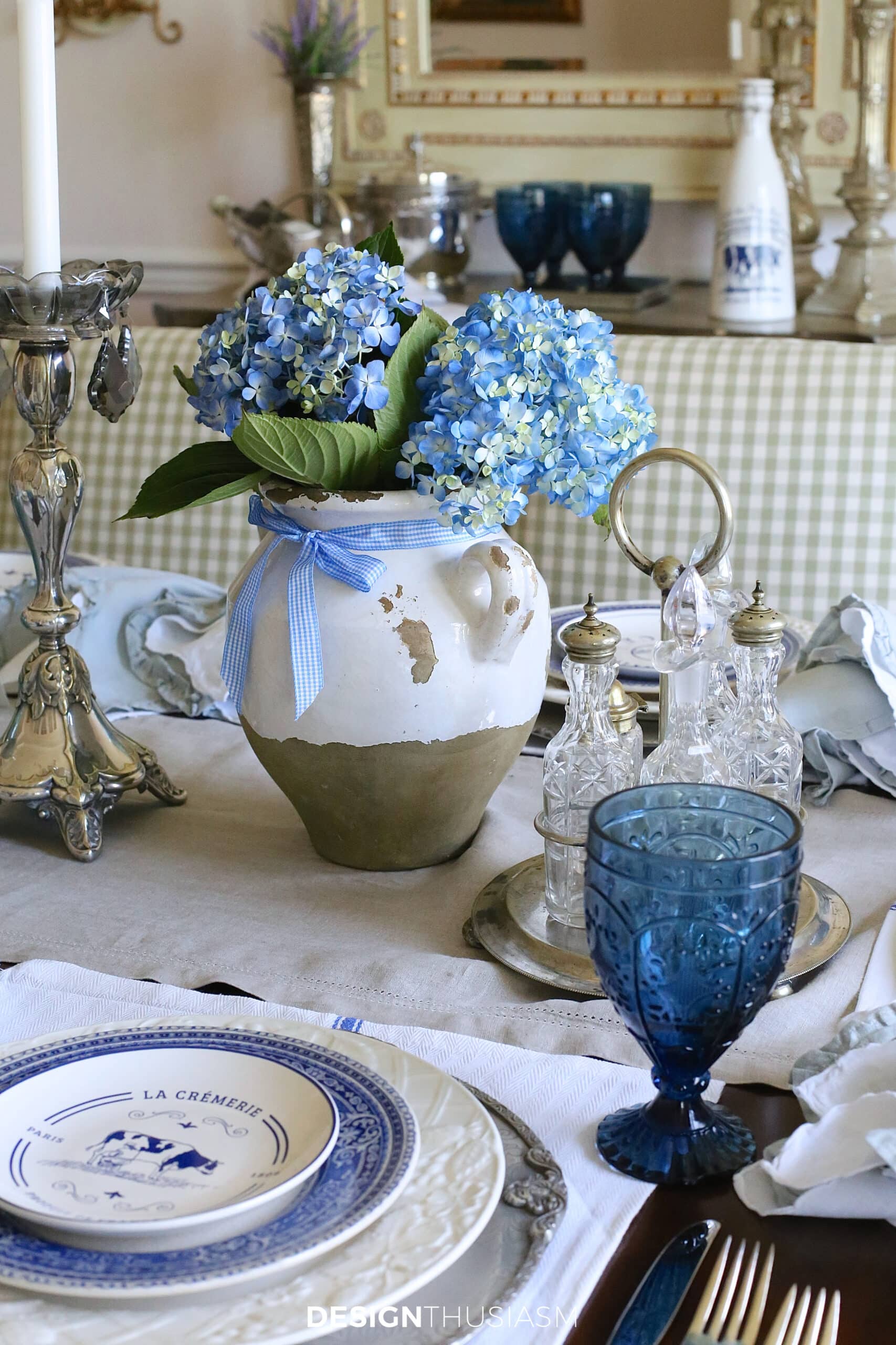 french blue spring tablescape