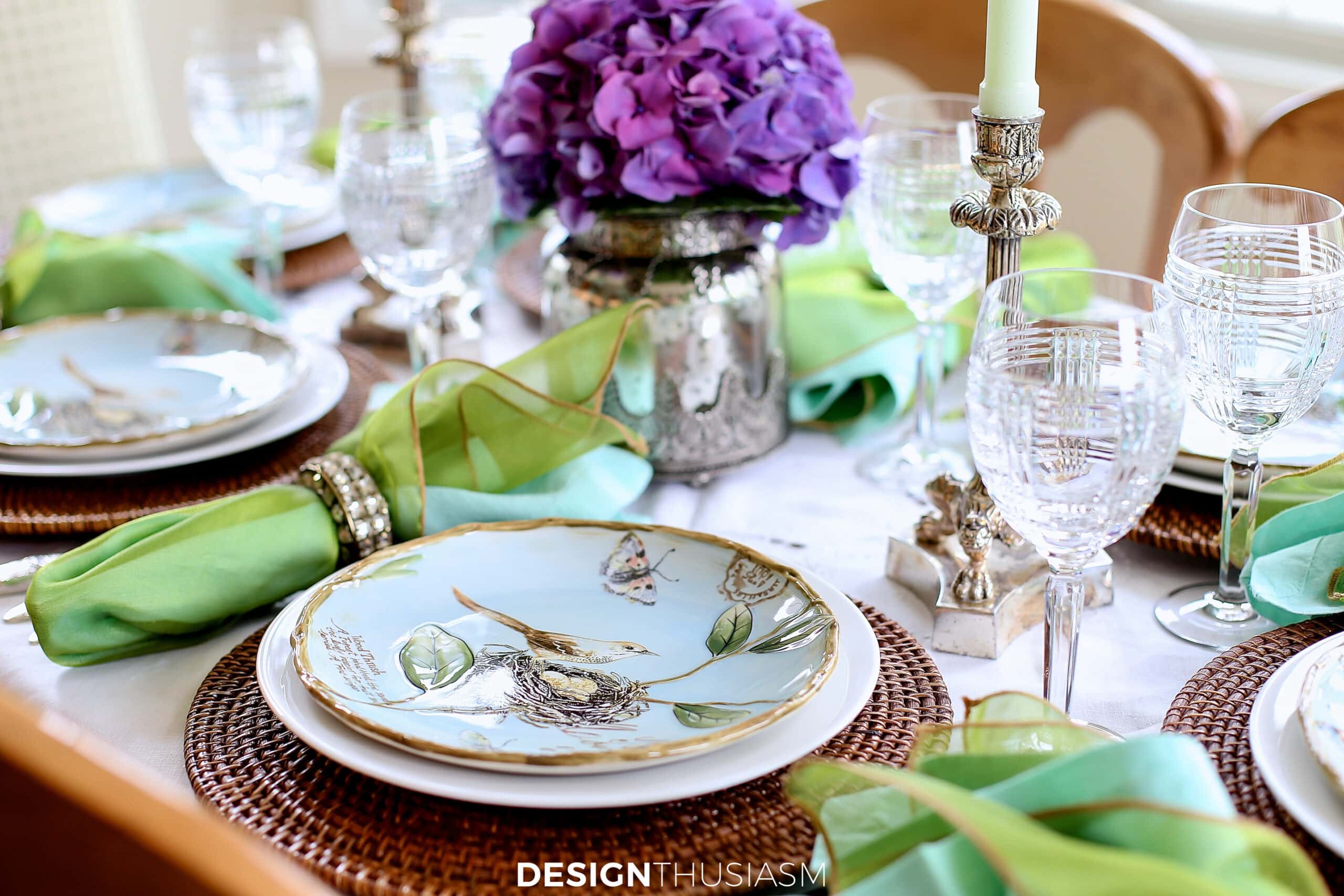 colorful spring tablescape