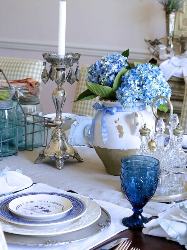 french blue spring tablescape