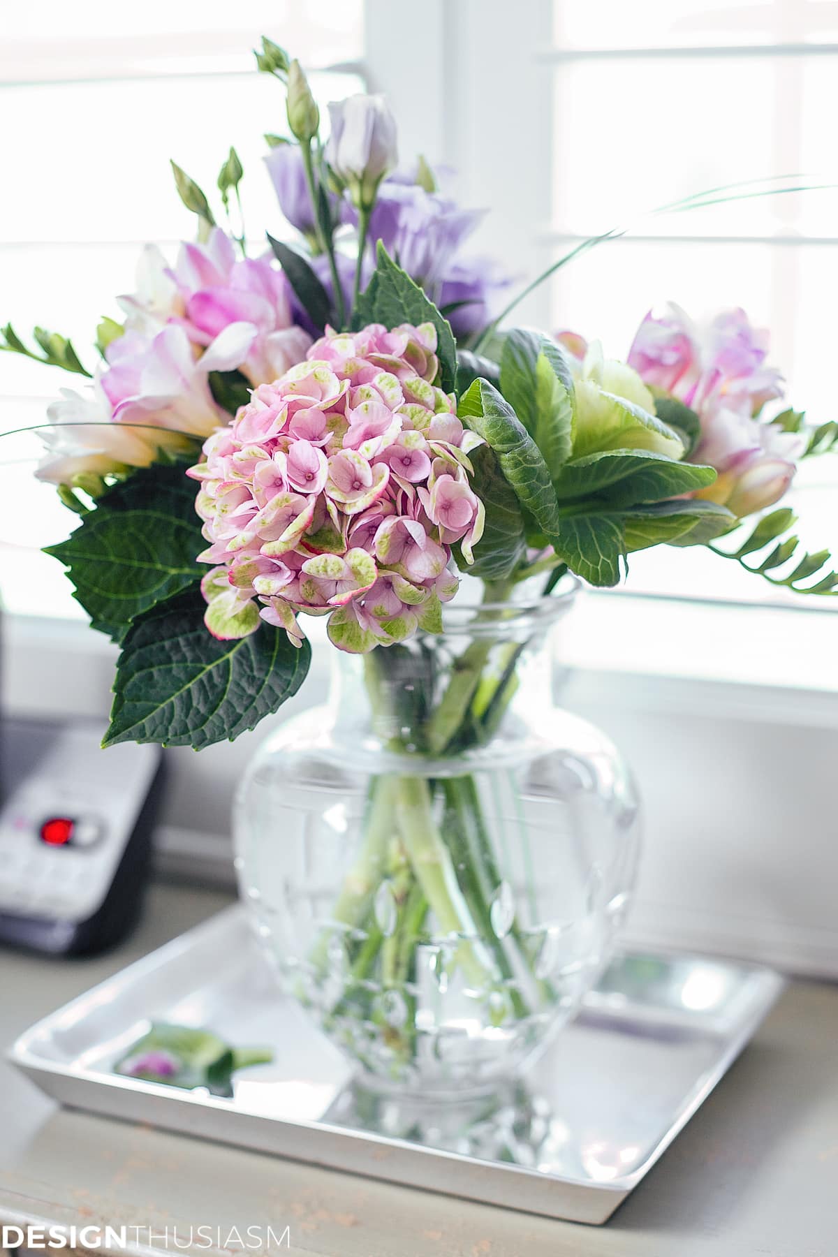 floral on small accent table
