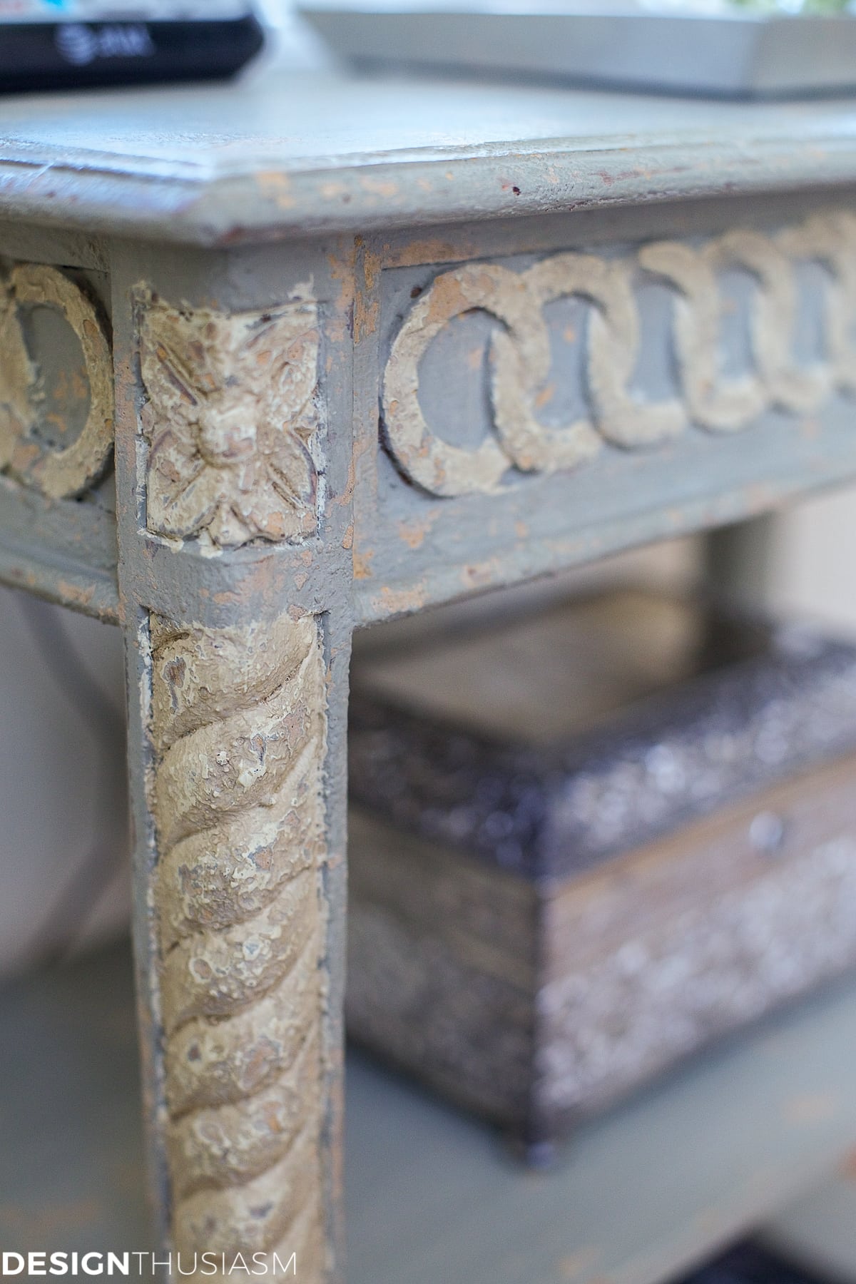 swedish furniture detail of small accent table