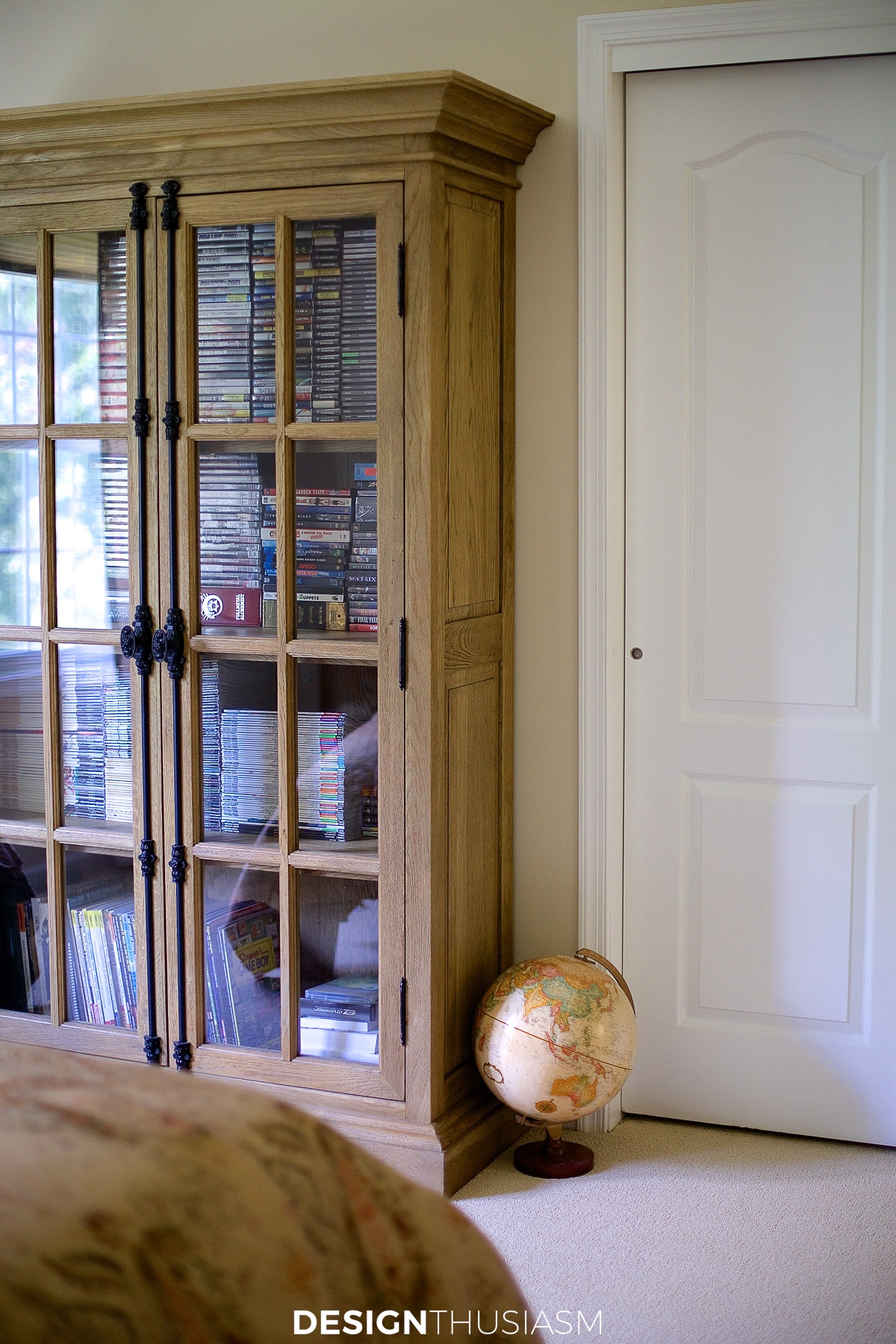 Masculine bedroom decor bookcase