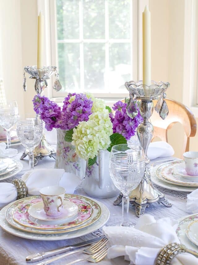 vintage china tablescape