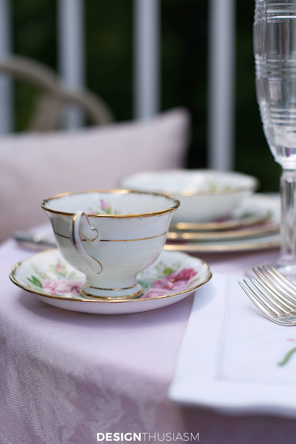 french outdoor tea table teacup