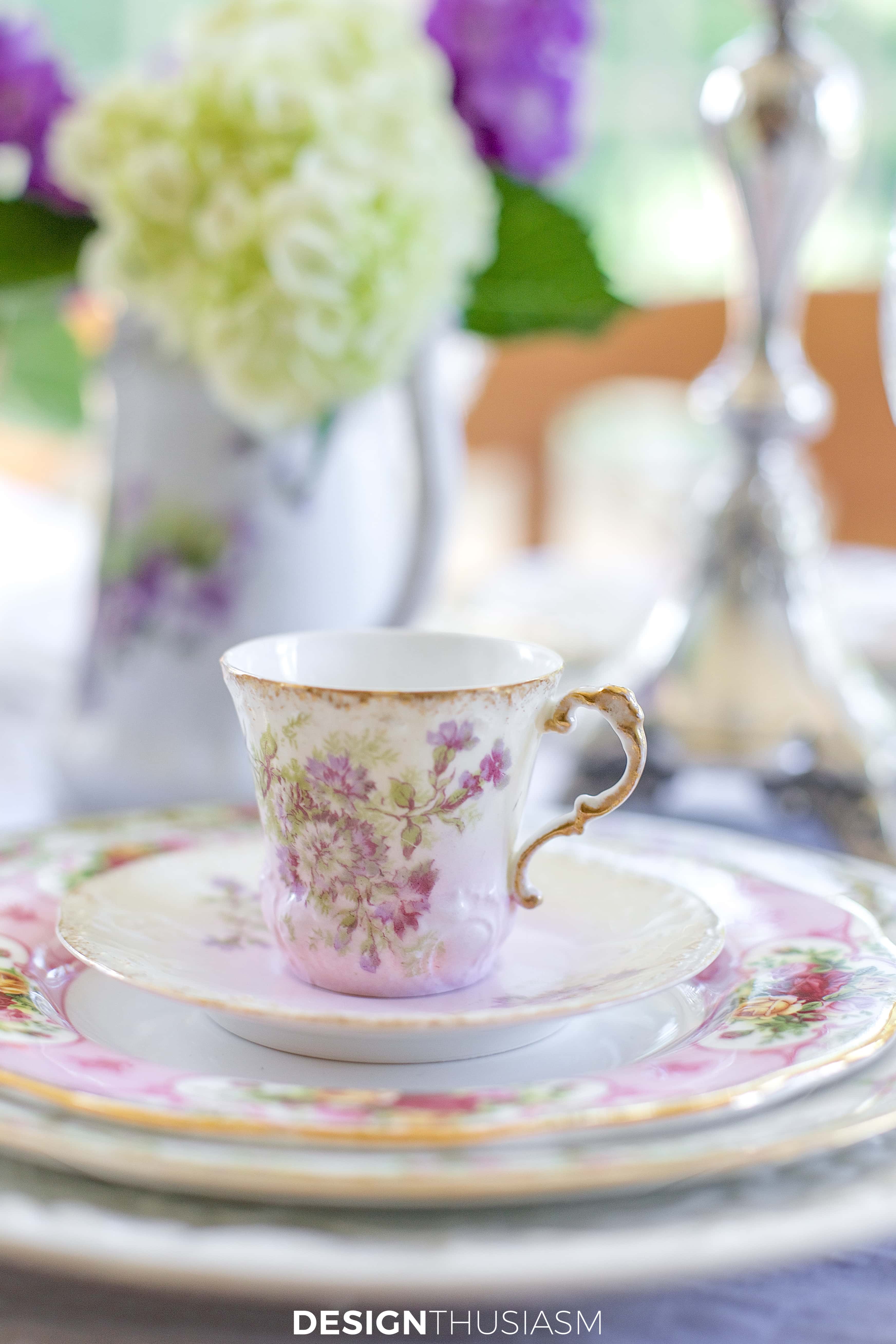 vintage china tablescape