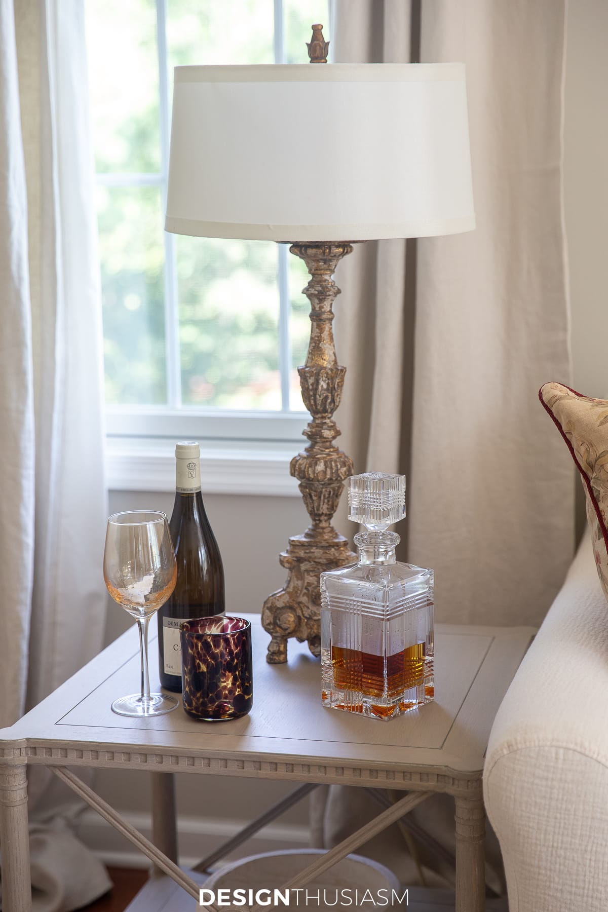 fall living room spirits on side table