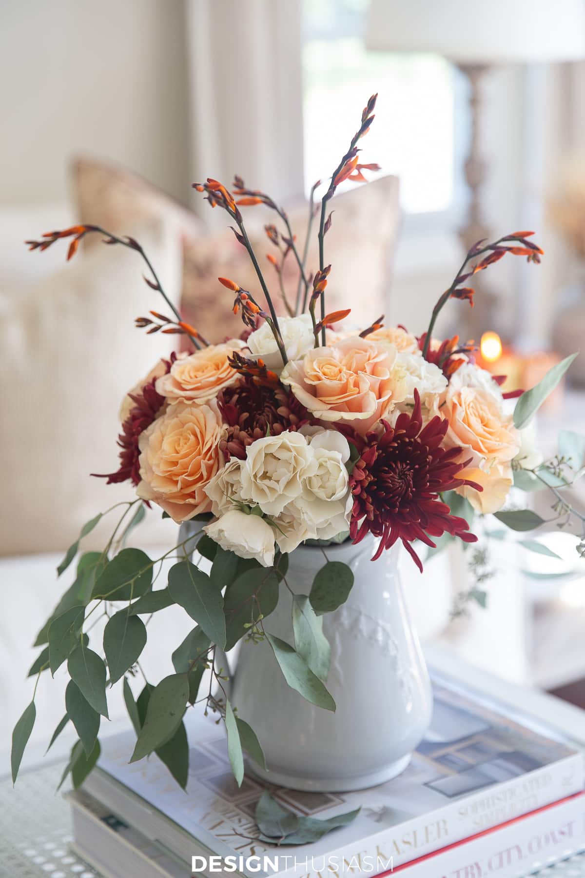 fall living room floral arrangement