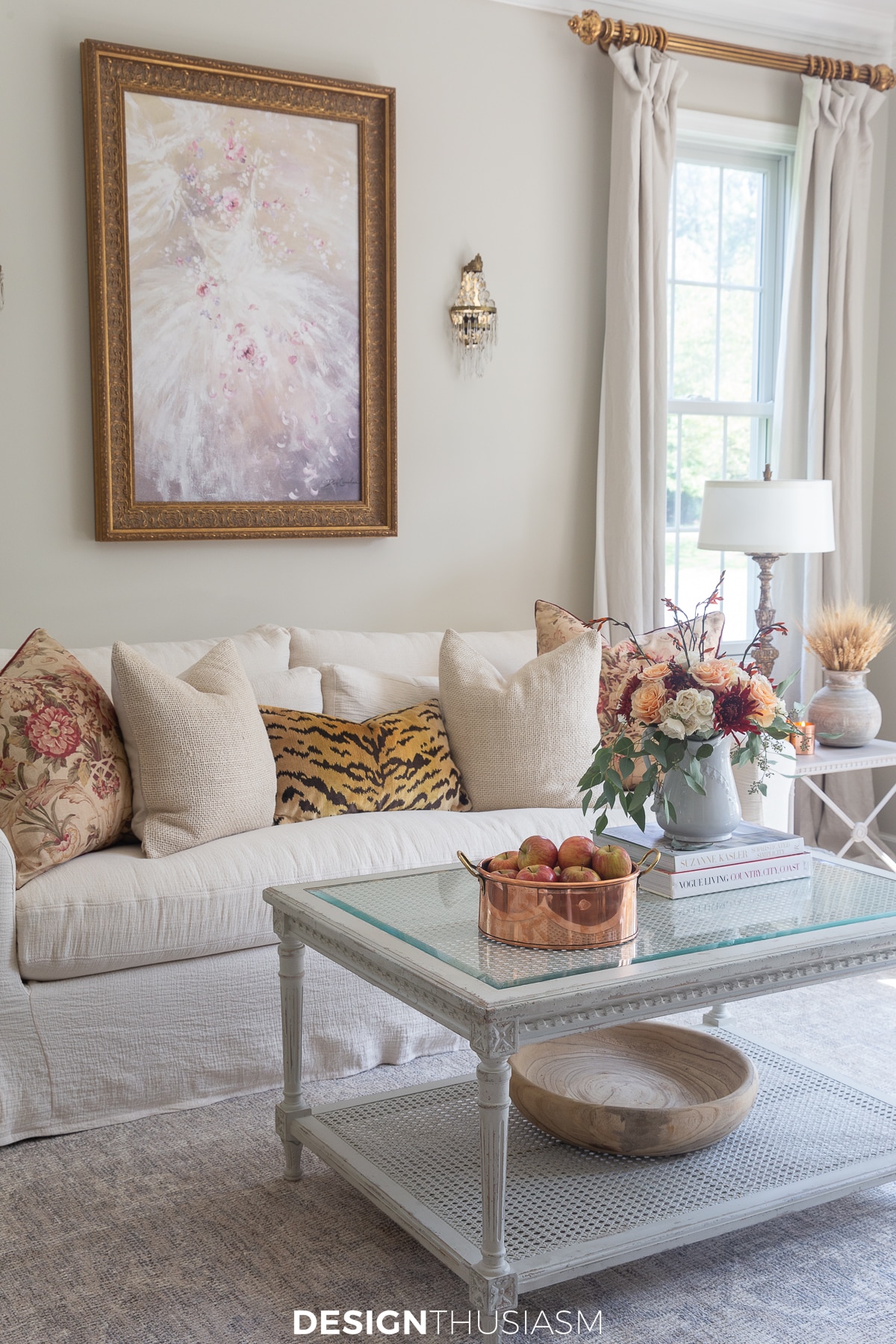 fall living room with animal print