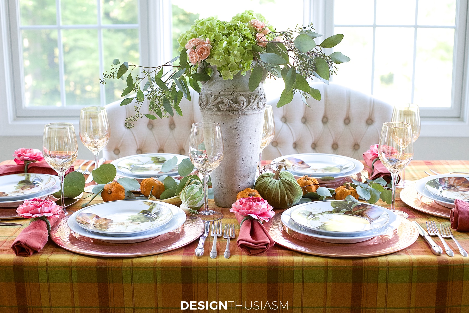 long view of a fall tablescape