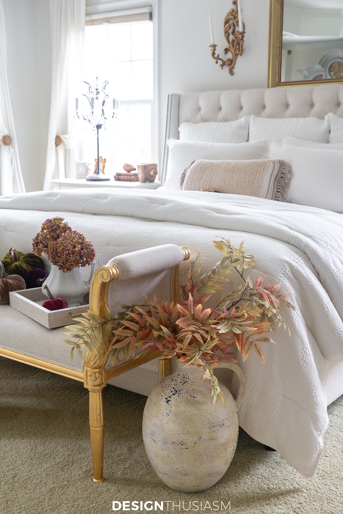 fall bedroom decor | fall branches in large urn