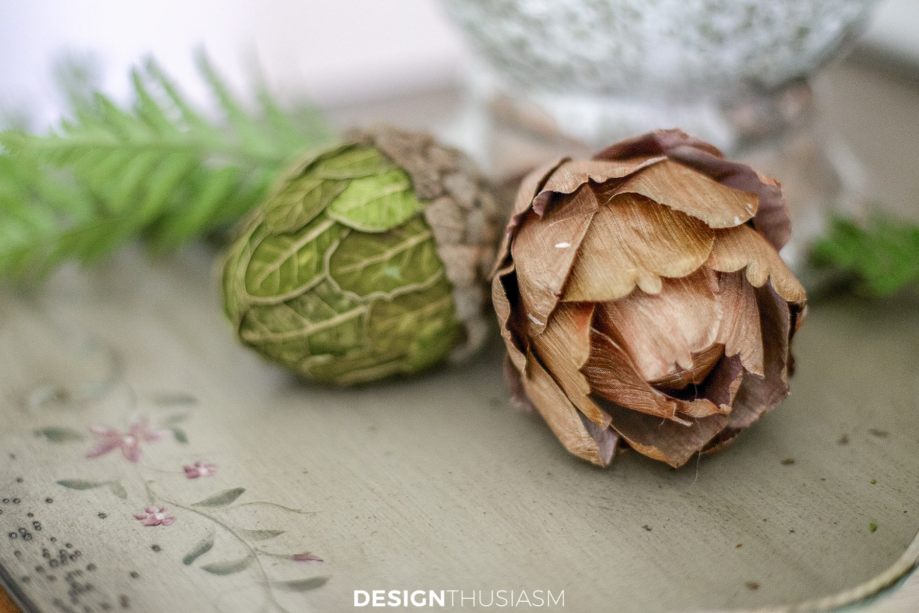 acorn and artichoke ornaments