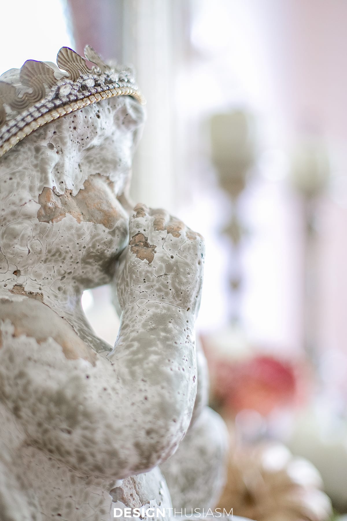 garden statue in fall decor