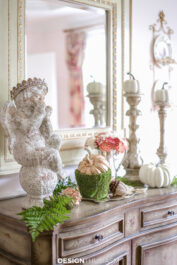 autumn decorations in a fall vignette