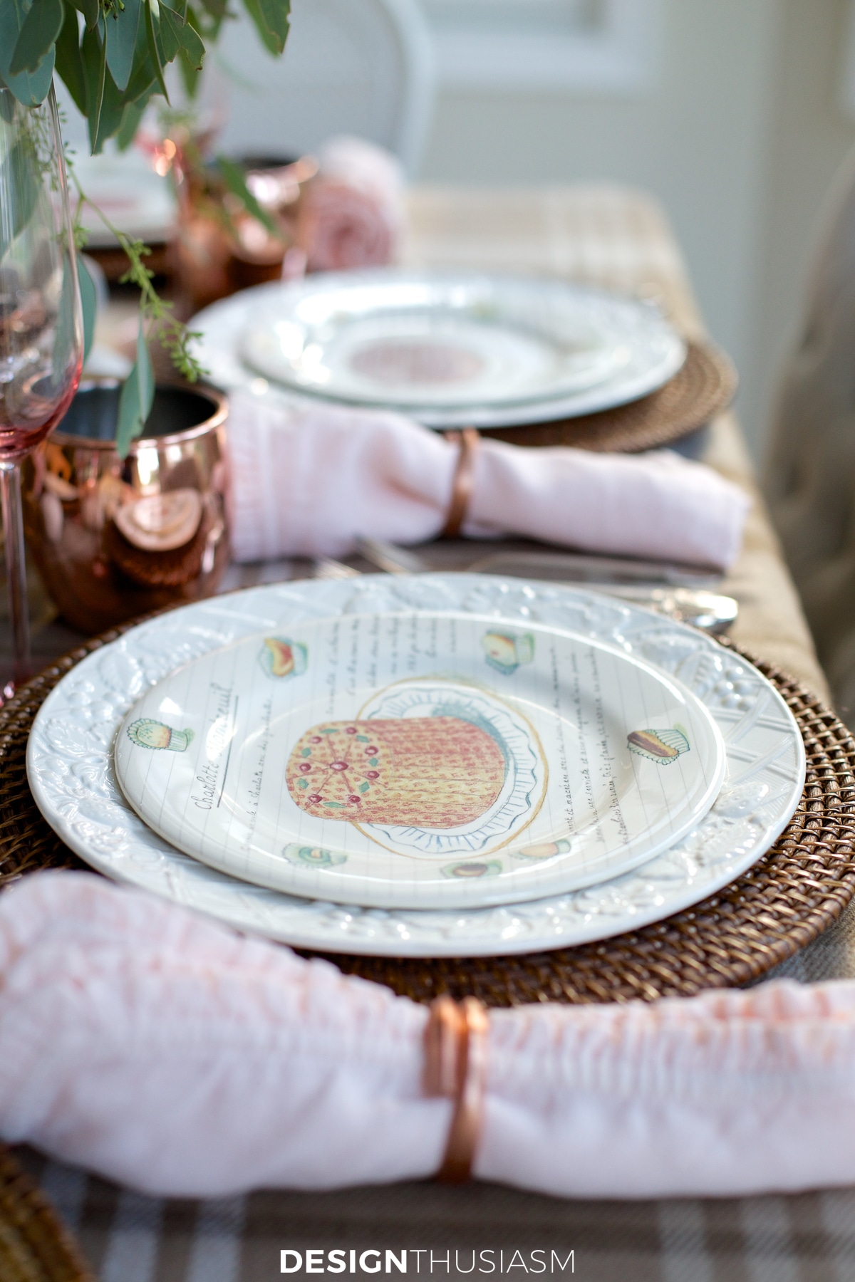 side view of neutral fall tablescape