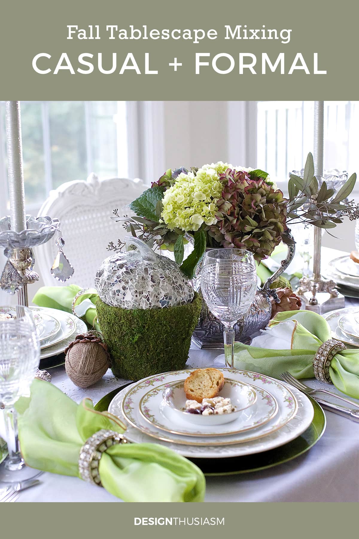 fall tablescape with casual formal mix