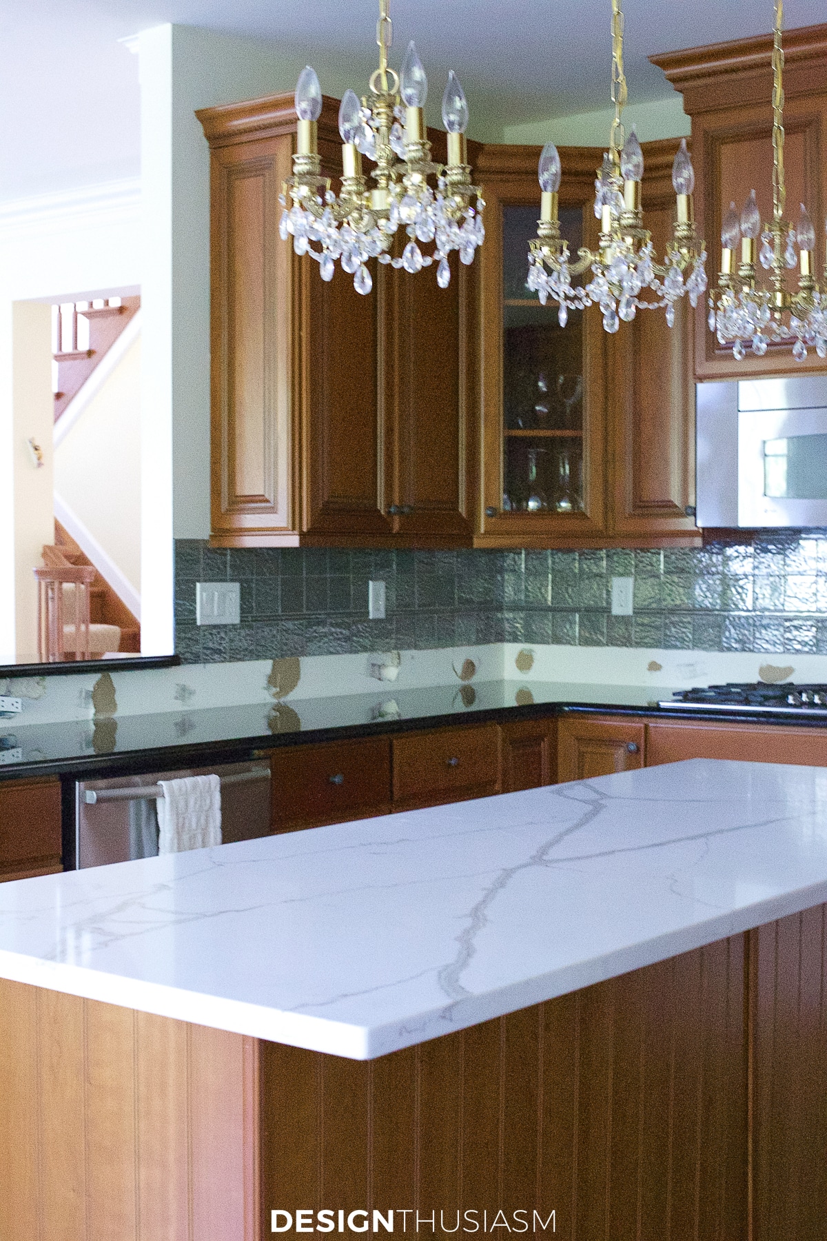 Kitchen Island Counter new white quartz