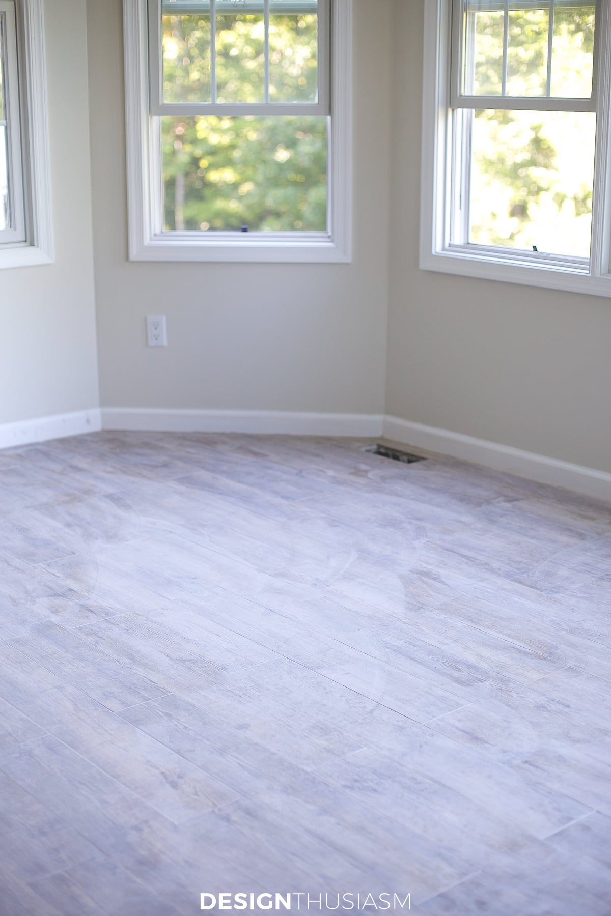 new kitchen floor wood-look porcelain tile