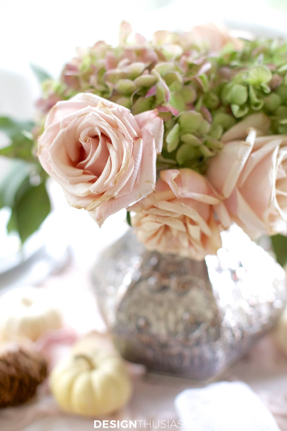 soft vintage thanksgiving table bouquet
