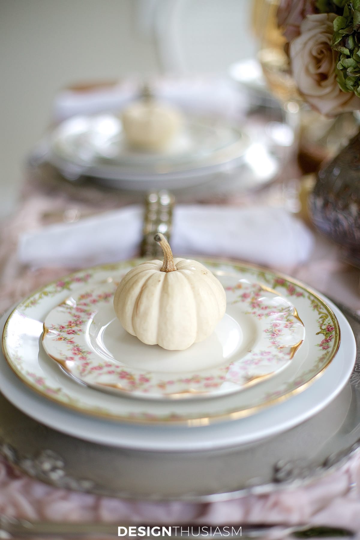 soft vintage thanksgiving table side view