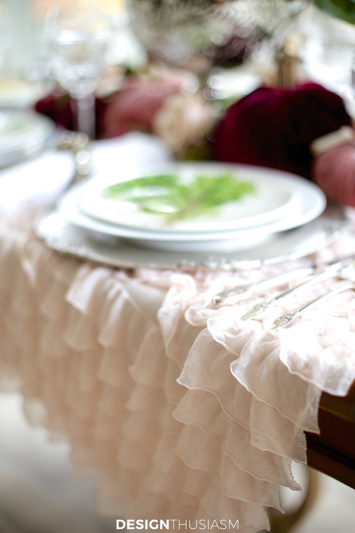 Velvet pumpkin table ruffle tablecloth
