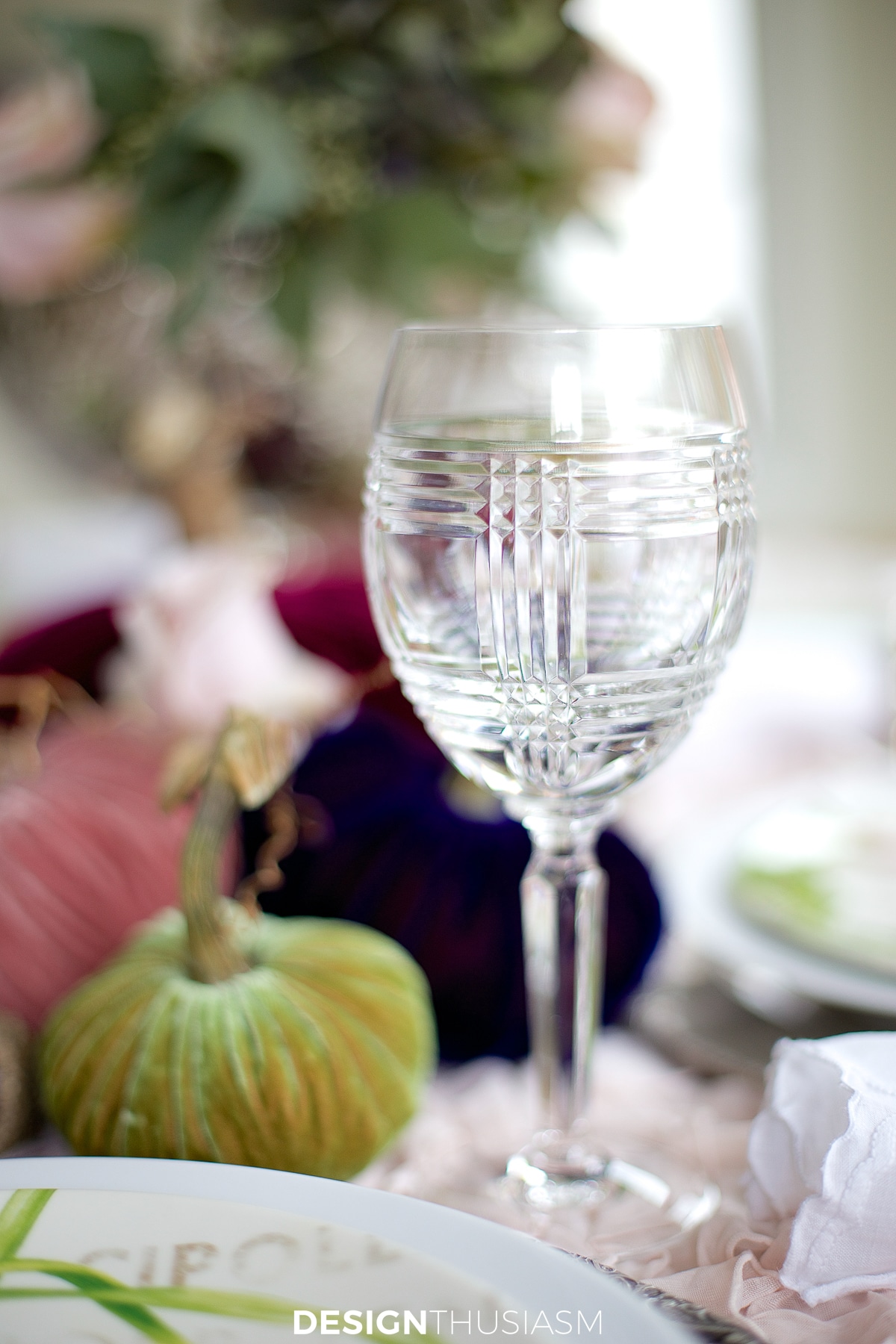 Velvet pumpkin table wine goblets