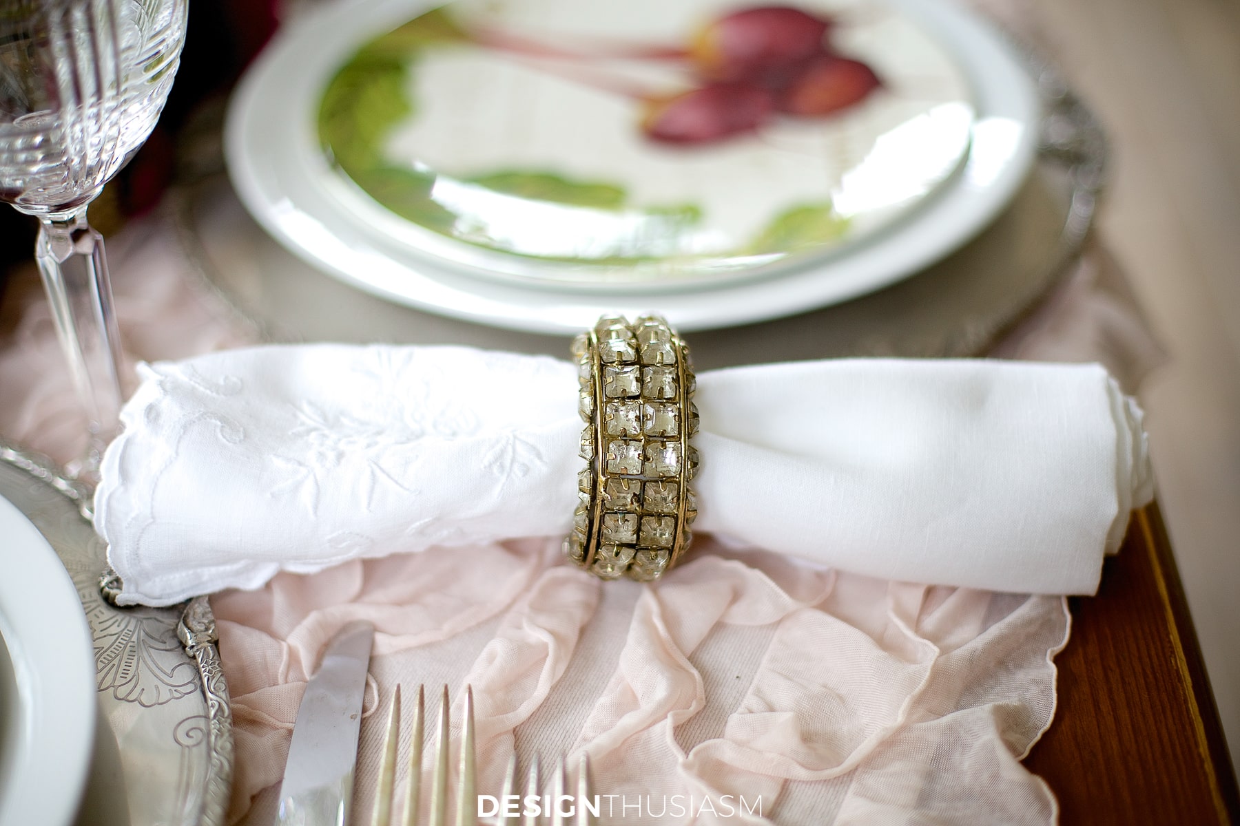 Velvet pumpkin table napkin and ring