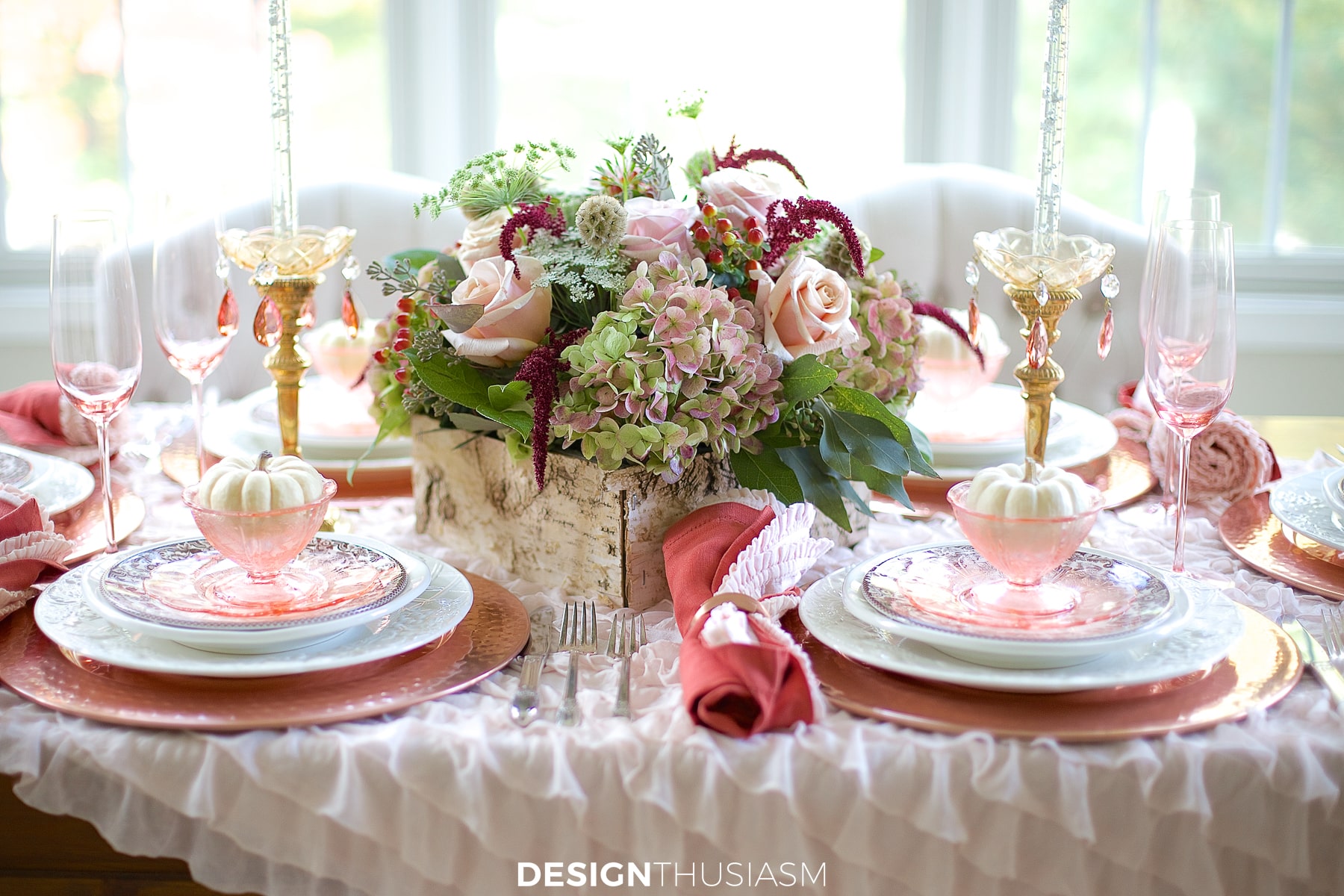 Copper Thanksgiving table front view