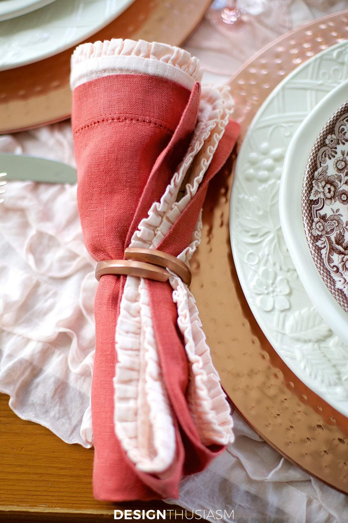 Copper Thanksgiving table napkins