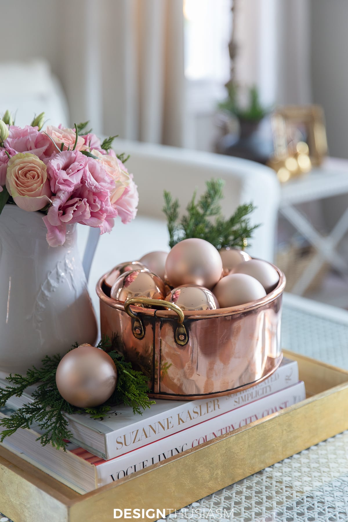 Rose gold Christmas decorations