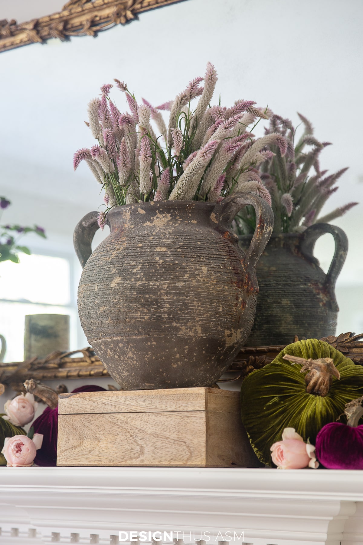 autumn floral in antique vase