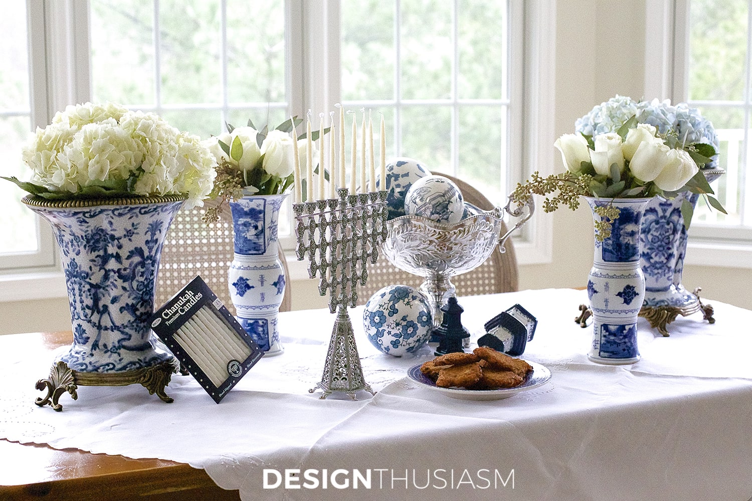 Using Blue and White Chinoiserie for Hanukkah Decorations | terilynadamsblog.com