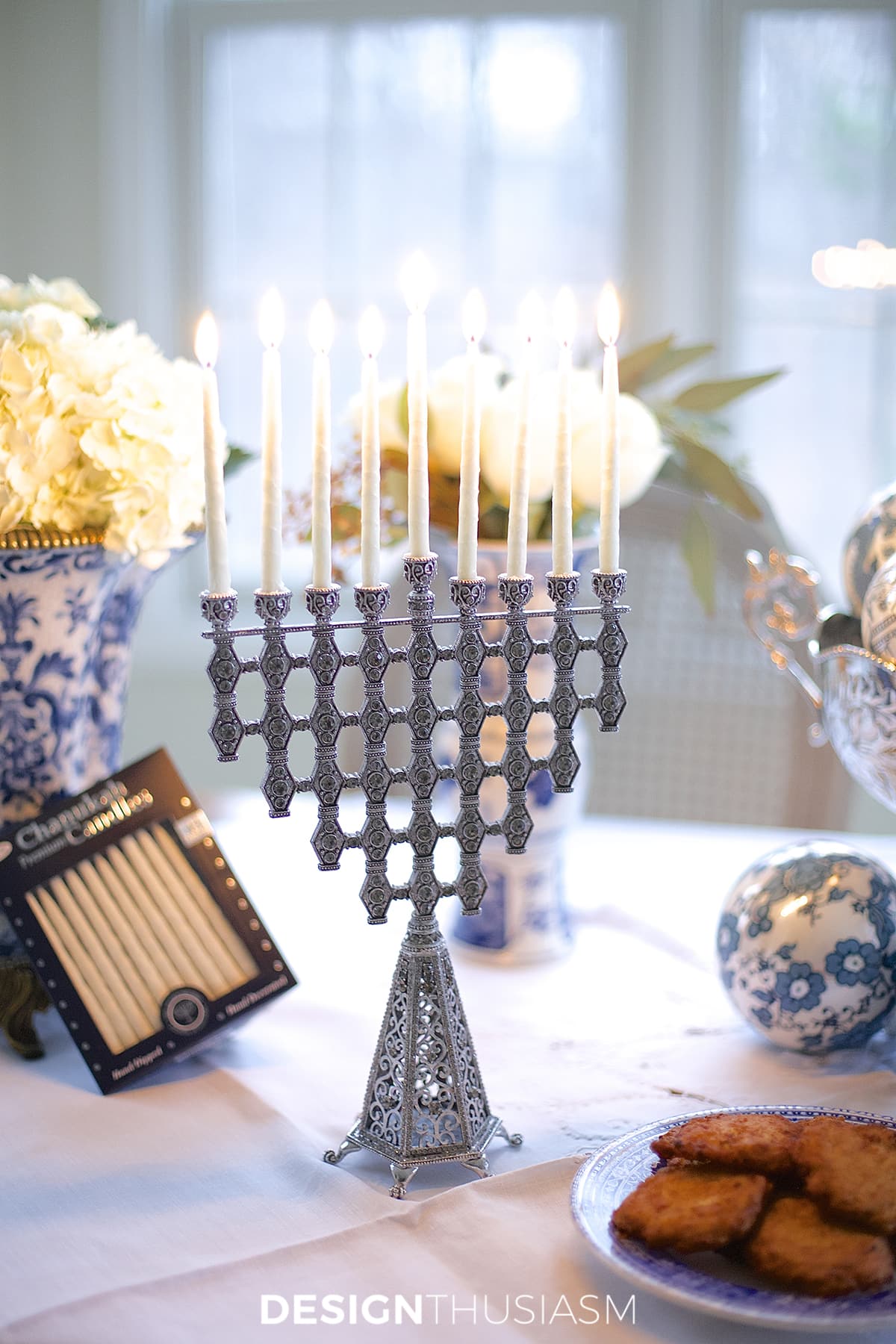 Using Blue and White Chinoiserie for Hanukkah Decorations | terilynadamsblog.com