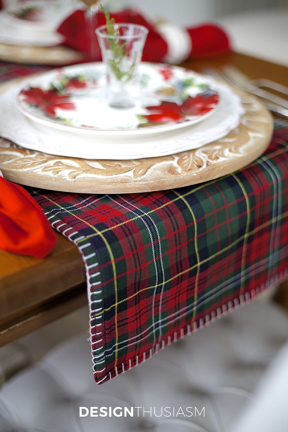 Cozy Christmas Tablescape with Floral and Plaid | terilynadamsblog.com