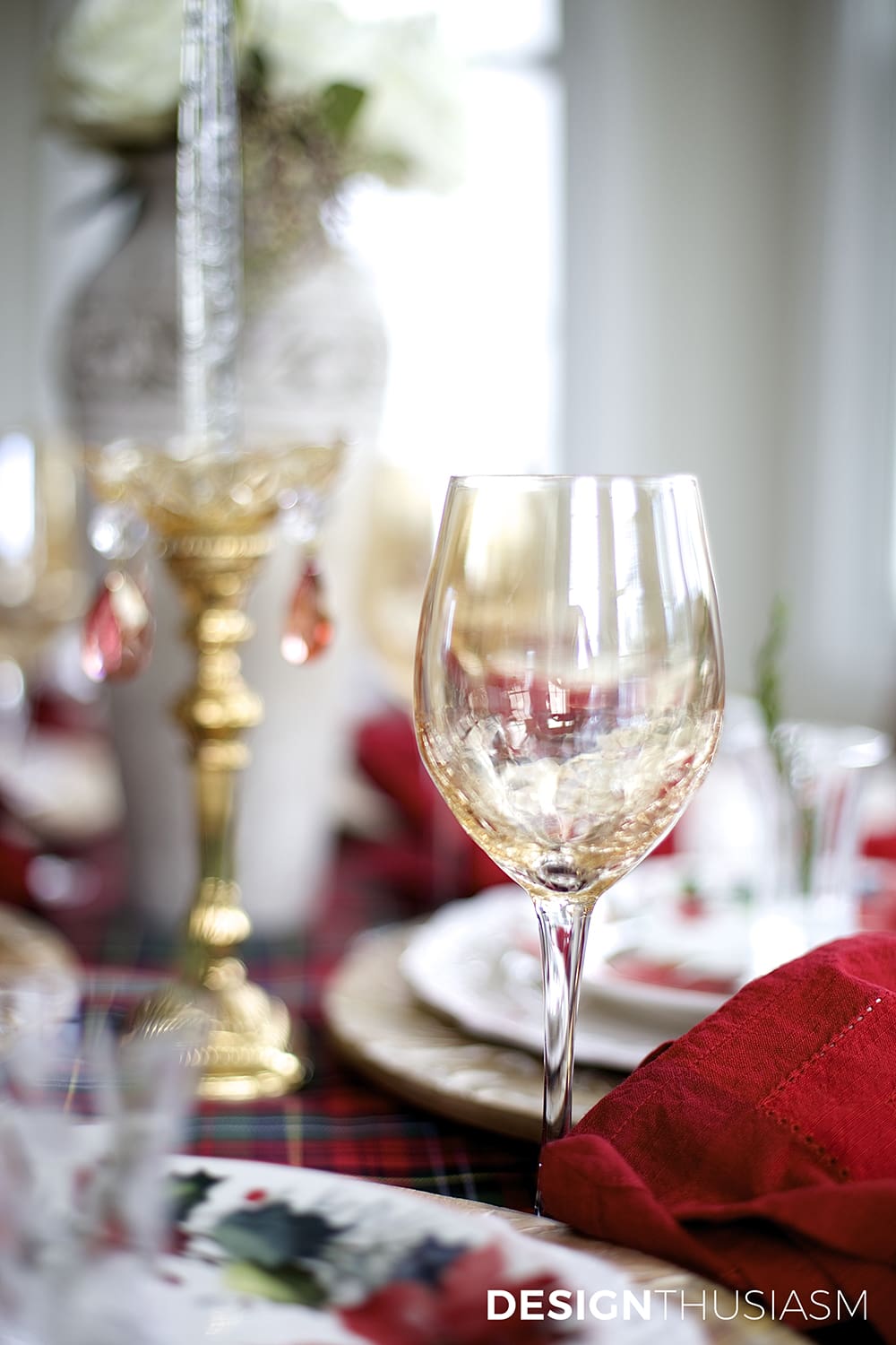 Cozy Christmas Tablescape with Floral and Plaid | terilynadamsblog.com