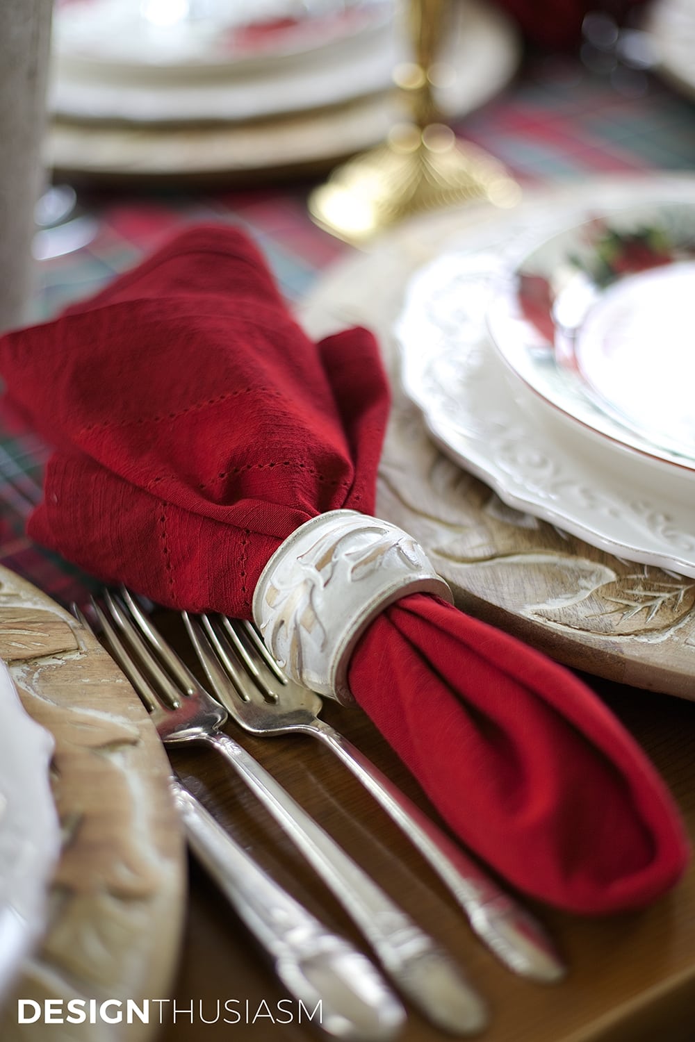 Cozy Christmas Tablescape with Floral and Plaid | terilynadamsblog.com