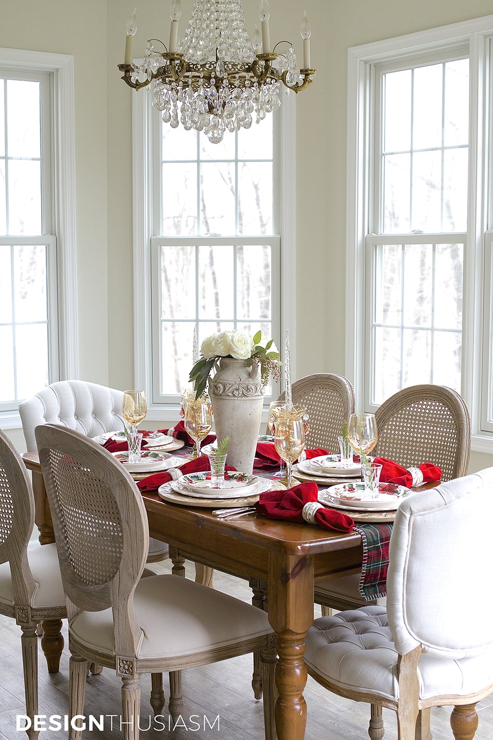Cozy Christmas Tablescape with Floral and Plaid | terilynadamsblog.com