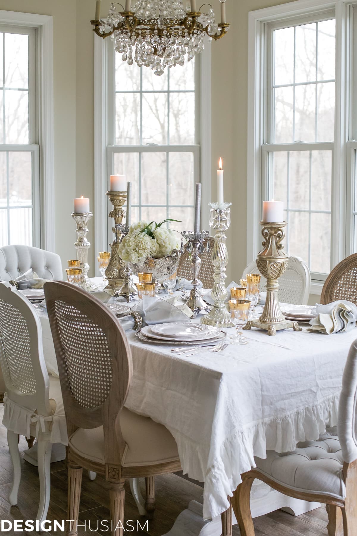 New Year's Day Brunch Table Setting with Gold and Silver-terilynadamsblog.com