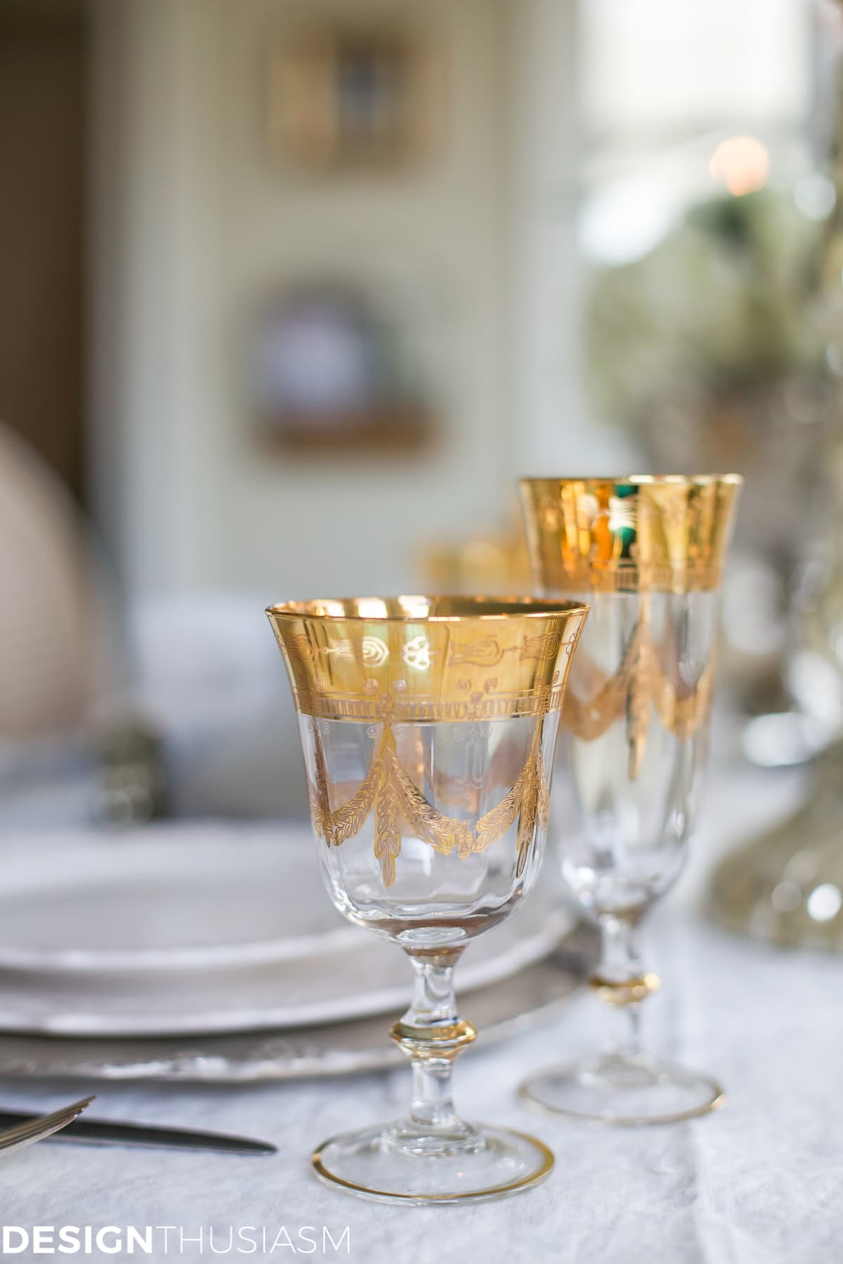 New Year's Day Brunch Table Setting with Gold and Silver-terilynadamsblog.com