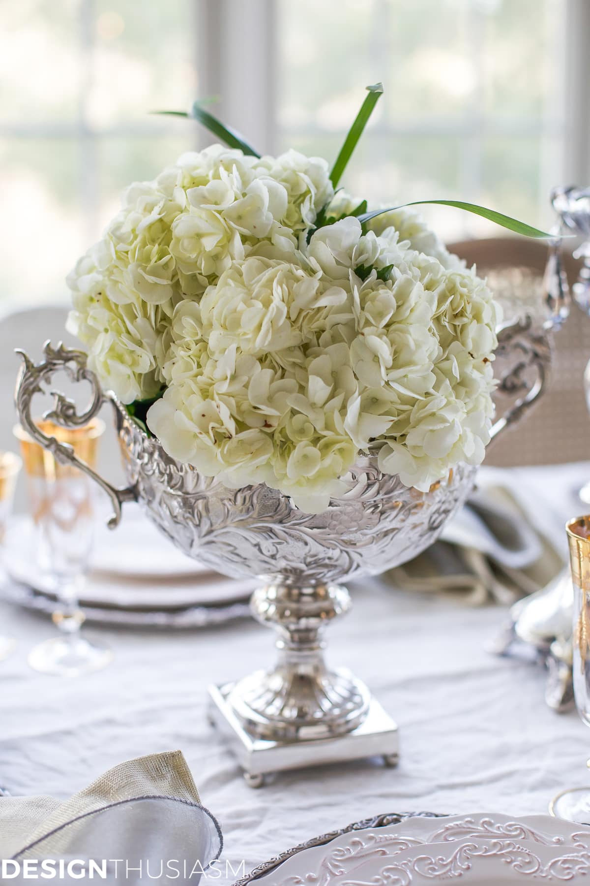 New Year's Day Brunch Table Setting with Gold and Silver-terilynadamsblog.com