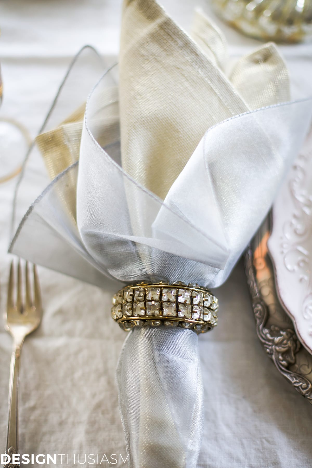 New Year's Day Brunch Table Setting with Gold and Silver-terilynadamsblog.com