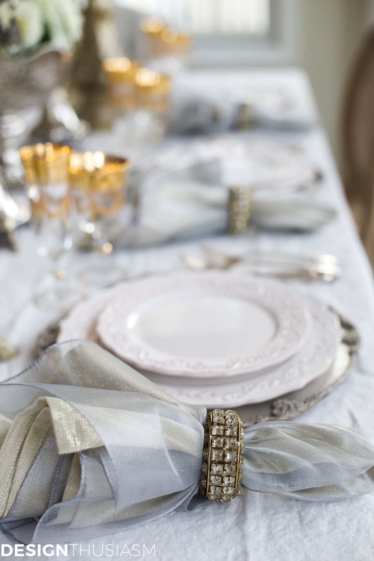 New Year's Day Brunch Table Setting with Gold and Silver-terilynadamsblog.com