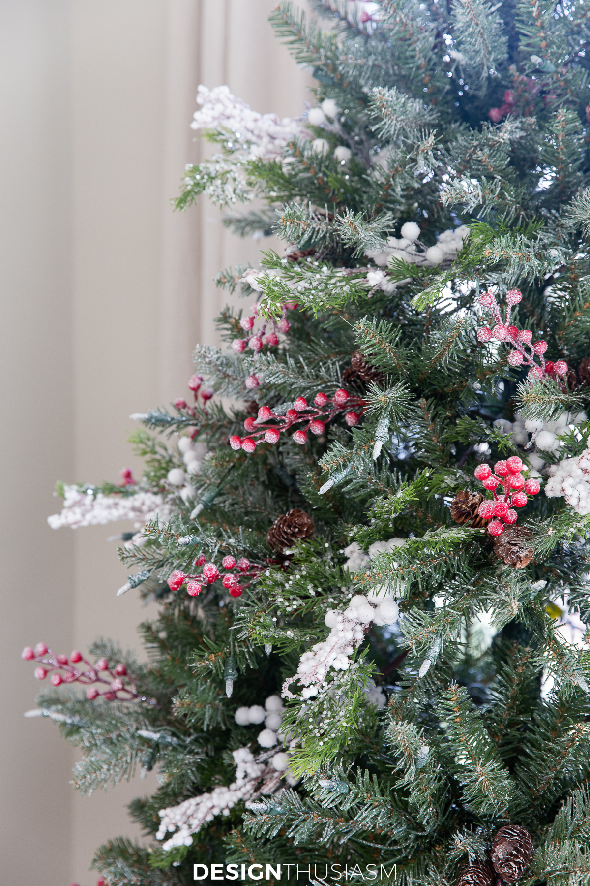 mini teacup tree with white berry picks