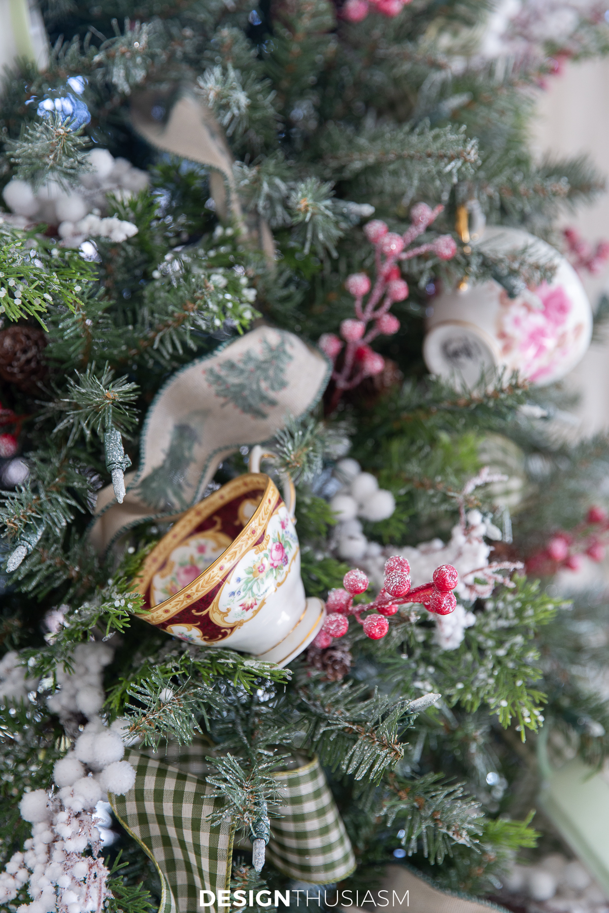 mini teacup tree closeup of tea cup ornaments